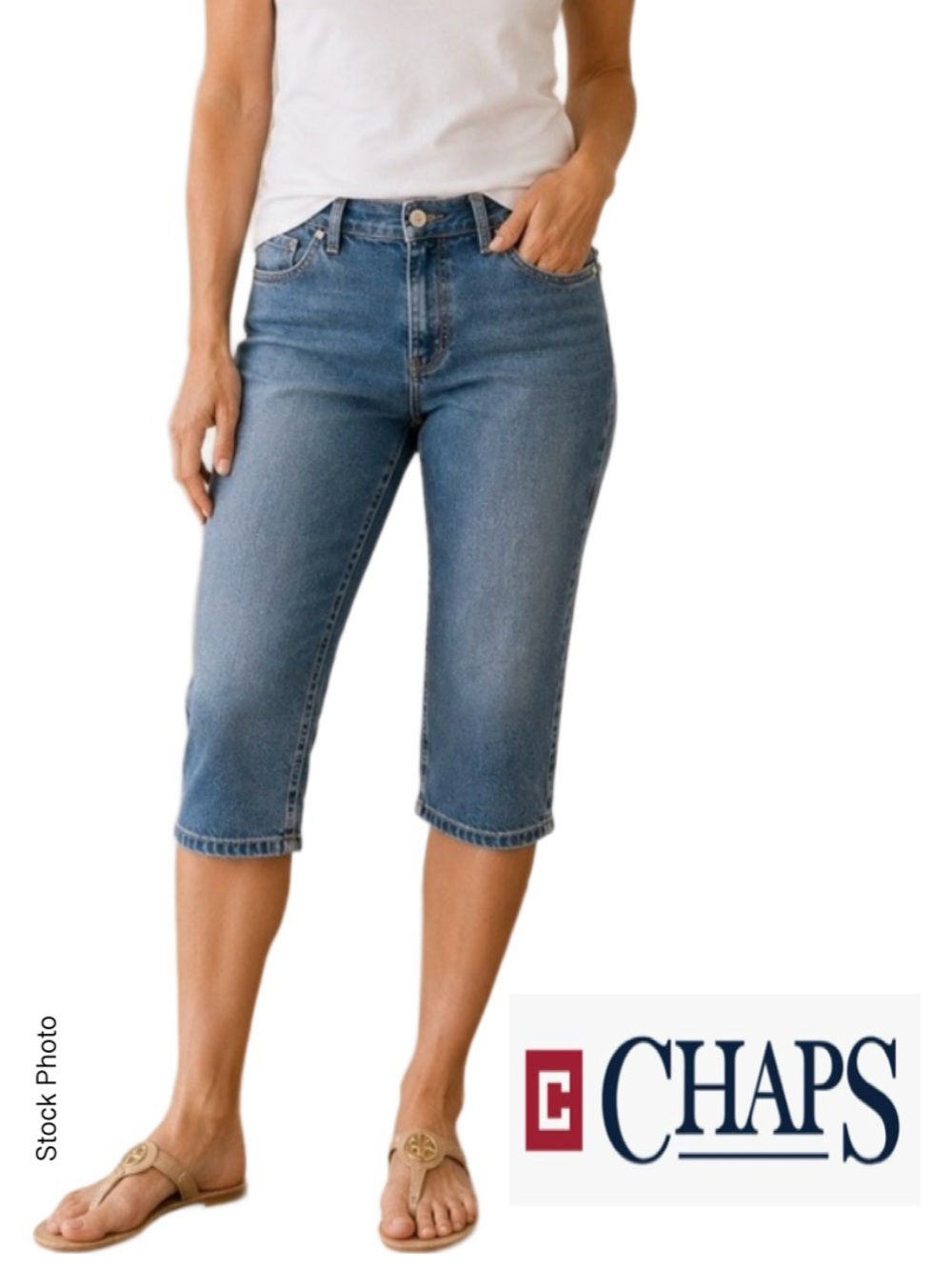 CHAPS DENIM CAPRI Slimming Fit in Hudson Wash (24W) Women’s Plus NWT